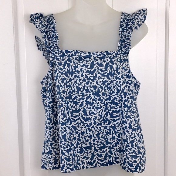 J.Crew smocked ruffle shoulder tank top - Picture 2 of 8